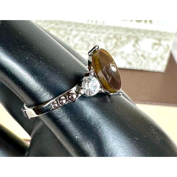 Dior Amber, Rhinestones and Silver Vintage Rare RING Beautiful! U.S.7.5 size - Picture 5 of 11